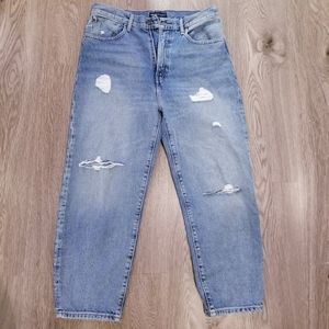 Levi's premium barrel cropped black label jeans